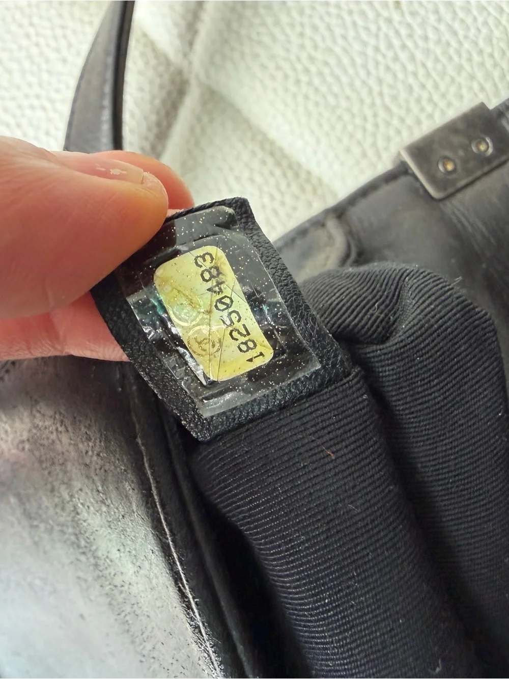 CHANEL Black Quilted Boy Crossbody Ruth hardware. Small boy.